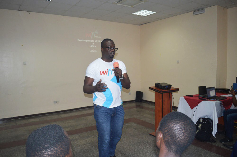Kendall Ananyi, CEO and Founder of Tizeti at the 36th edition of Startup Sunday meetup in Lagos, 2017