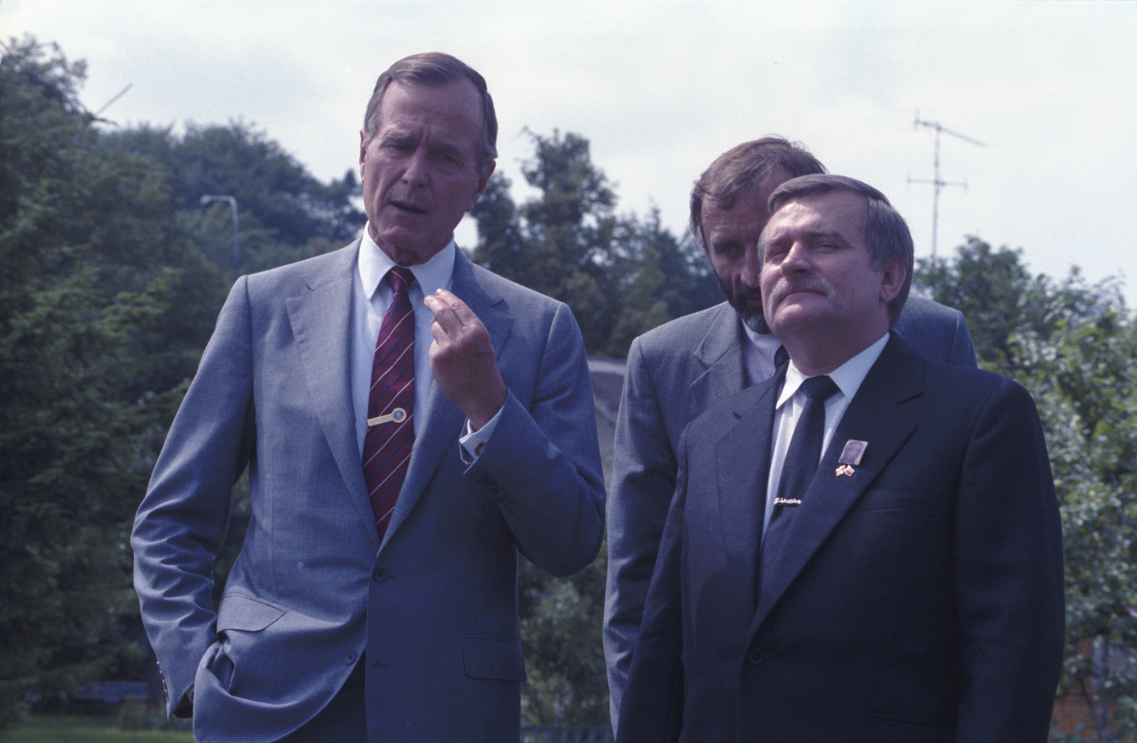 Lech Walesa i George Bush 