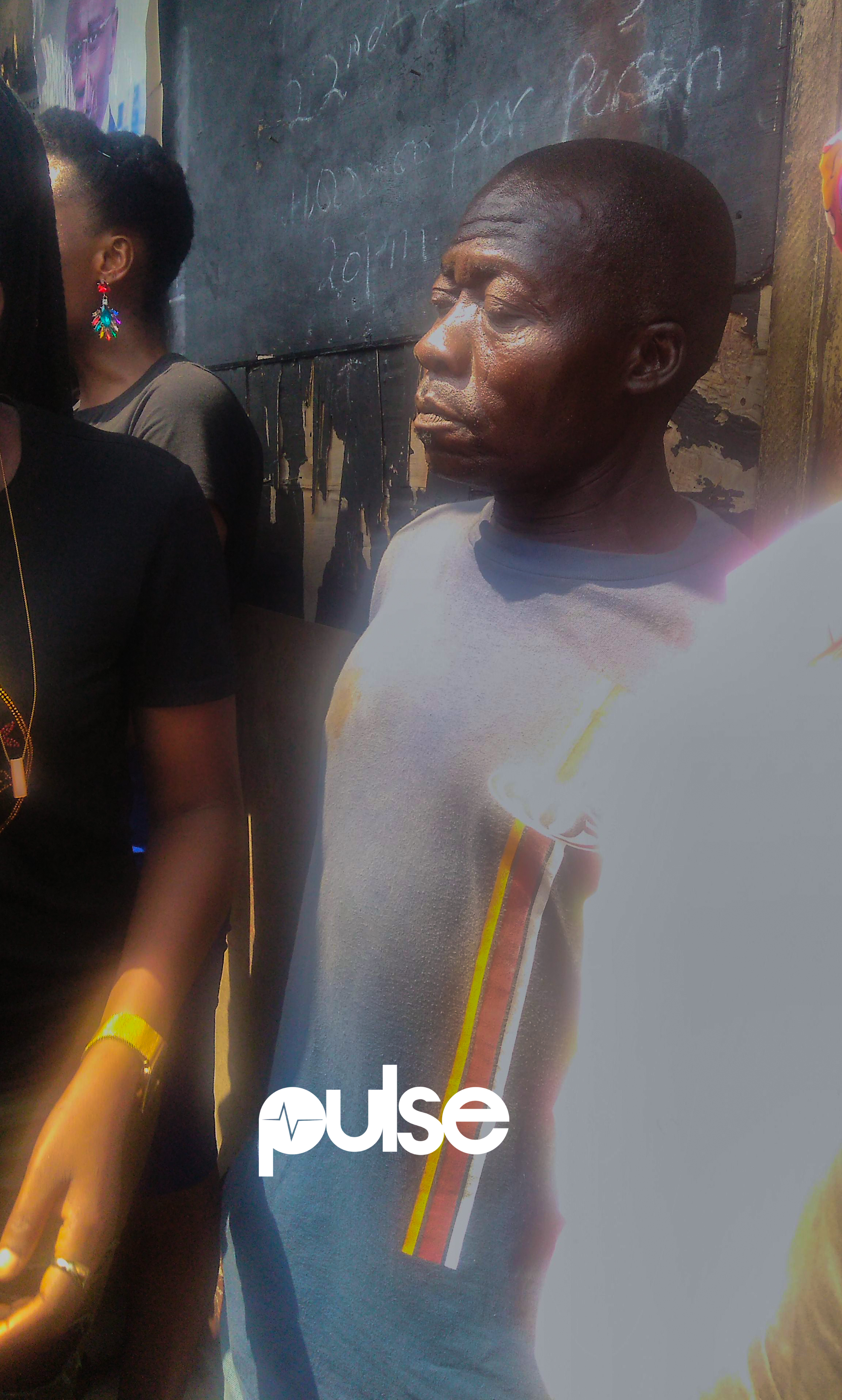 Rahman in shock speaking to Pulse about how he escaped the collapse. (Pulse Nigeria)