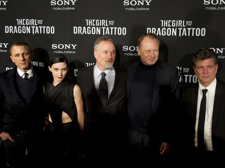 Daniel Craig, Rooney Mara, David Fincher, Stellan Skarsgard i Steven Zaillian w Sztokholmie