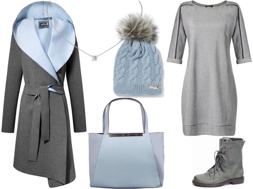 Płaszcz - White House/whitehouse.sklep.pl, buty - Caprice/caprice.pl, torba - Boca/boca.pl, sukienka – Midori/midori.pl, kolia - Cartier/Cartier.com