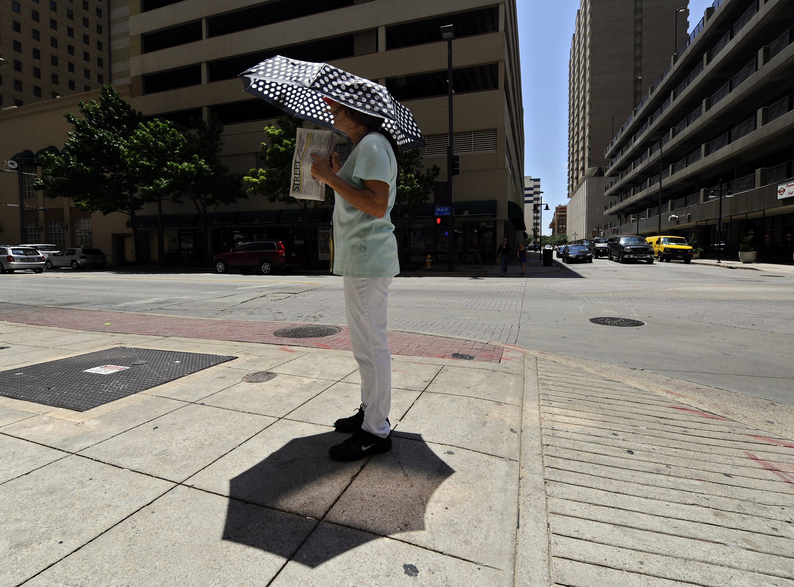 USA, centrum Dallas w Teksasie temperatura powyżej 40 stopni