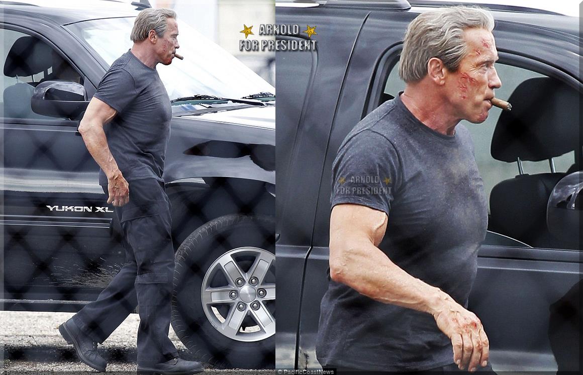 Arnold Schwarzenegger na planie filmu