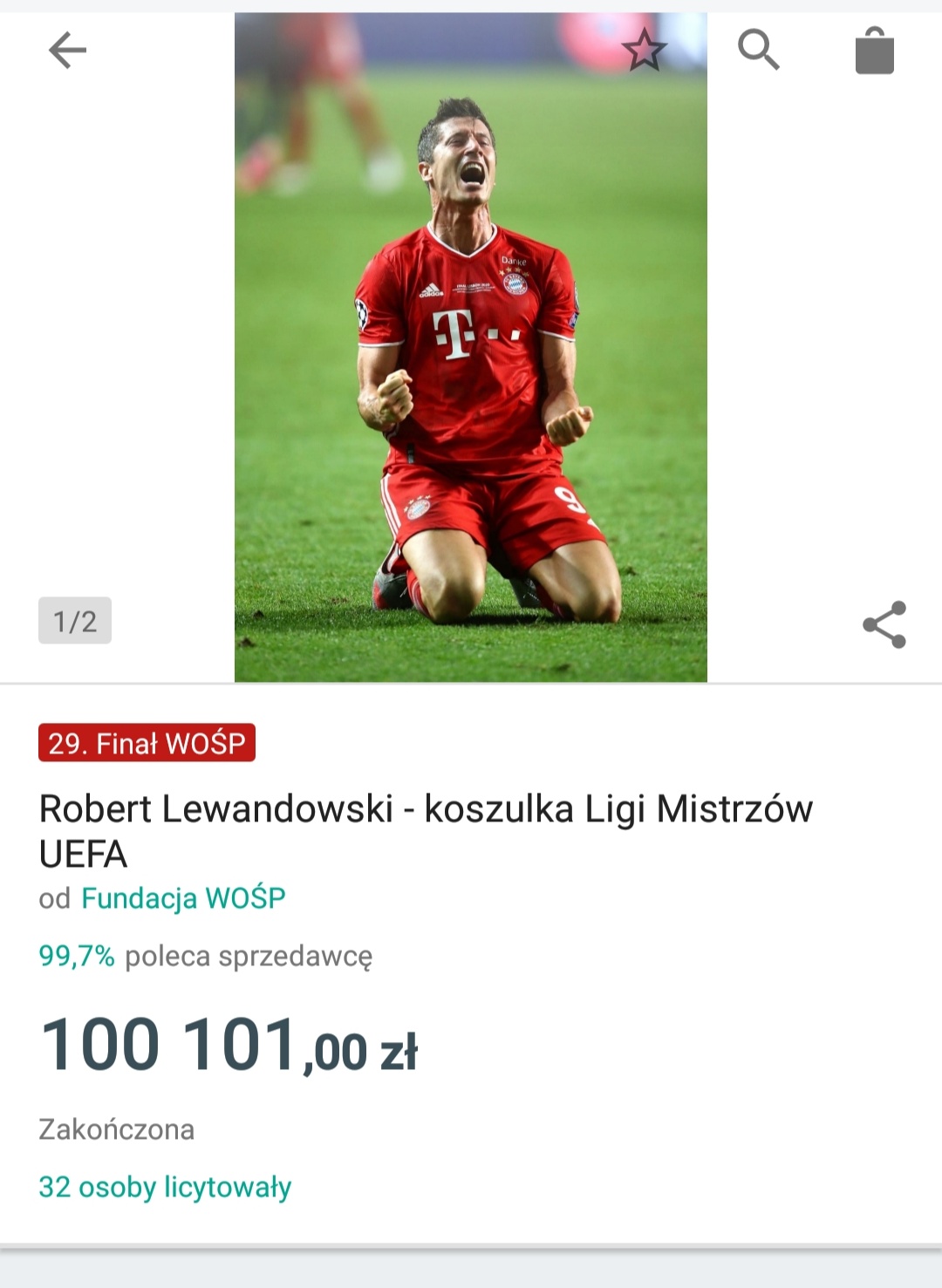 Robert Lewandowski gra z WOŚP. Koszulka "Lewego" wylicytowana za wielkie  pieniądze - Przegląd Sportowy
