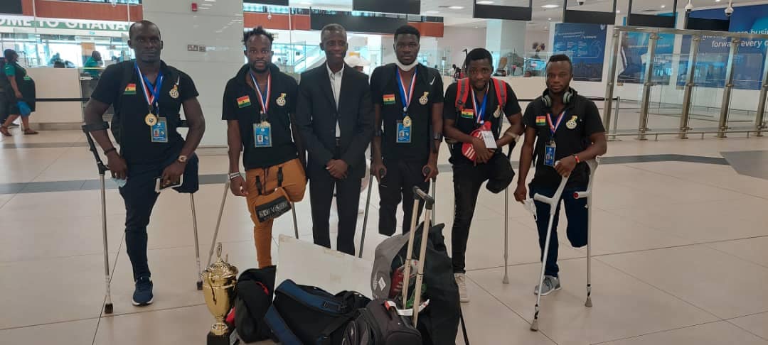 Ghana’s AFCON-winning amputee team finally arrives at Kotoka Airport (Photos)
