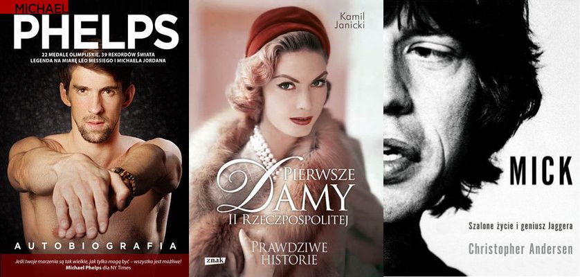 W związku z 50 leciem istnienia zespołu The Rolling Stones, na rynku pojawiło się wiele biografii tej legendarnej grupy, z których każda będzie znakomitym prezentem dla ich fana: „Rolling Stones. Kultowa biografia gigantów rocka” Philips Norman / Wydawnictwo Pascal „The Rolling Stones. Definitywna biografia zespołu, który nie poddał się żadnej definicji” Christopher Sandford / Wydawnictwo Amber „Mick. Szalone życie geniusza Jaggera” Christopher Andersen / Wydawnictwo Insignis „Dave Gahan. Depeche Mode” Trezor Baker / Wydawnictwo Anakonda Pierwsza i jedyna biografia Dave'a Gahana, frontmana jednego z najbardziej uznanych na świecie zespołów brytyjskich – Depeche Mode! „Kowal. Prawdziwa historia” W. Kowalczyk, K. Stanowski / Wydawnictwo Buchmann Barwna autobiografia jednej z największych legend polskiego futbolu - Wojciecha Kowalczyka - piłkarza Legii i hiszpańskiego Betisu, zawodnika srebrnej jedenastki Janusza Wójcika. „Michael Phelps. Autobiografia” / Wydawnictwo Znak Tylko ta książka pozwoli Ci zajrzeć w umysł najwytrwalszego człowieka naszych czasów i poznać tajemnicę jego sukcesu. „Robert Górski. Jak zostałem premierem” R. Górski, M. Cieślik / Wydawnictwo Znak Robert Górski - lider Kabaretu Moralnego Niepokoju i twórca większości jego skeczy - debiutuje jako autor książki, w której pierwszy raz opowiada o tym, dlaczego nie został poetą i jak to się stało, że został premierem. Tylko z tej książki dowiecie się kim naprawdę jest Badyl i z czego śmieją się Polacy „Pierwsze damy II Rzeczypospolitej” Kamil Janicki / Wydawnictwo Znak Pierwsze damy II Rzeczpospolitej. To one uosabiały magię, czar i elegancję dwudziestolecia międzywojennego – Polski utraconej dla nas na zawsze „Wciąż od nowa. Autobiografia Diane Keaton” / Wydawnictwo Bukowy Las Książka Diane Keaton, znanej milionom pod postacią Annie Hall, to fascynująca opowieść o drodze aktorki do sławy, o jej związkach ze znakomitymi ludźmi filmu, Woodym Allenem, Warrenem Beattym i Alem Pacino oraz o jej zmaganiach z bulimią