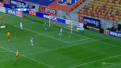 Jagiellonia - Wisła K. (1:0): Gospodarze dążyli do wyższego zwycięstwa, ale powstrzymał ich Lis. Świetna parada po strzale Frankowskiego