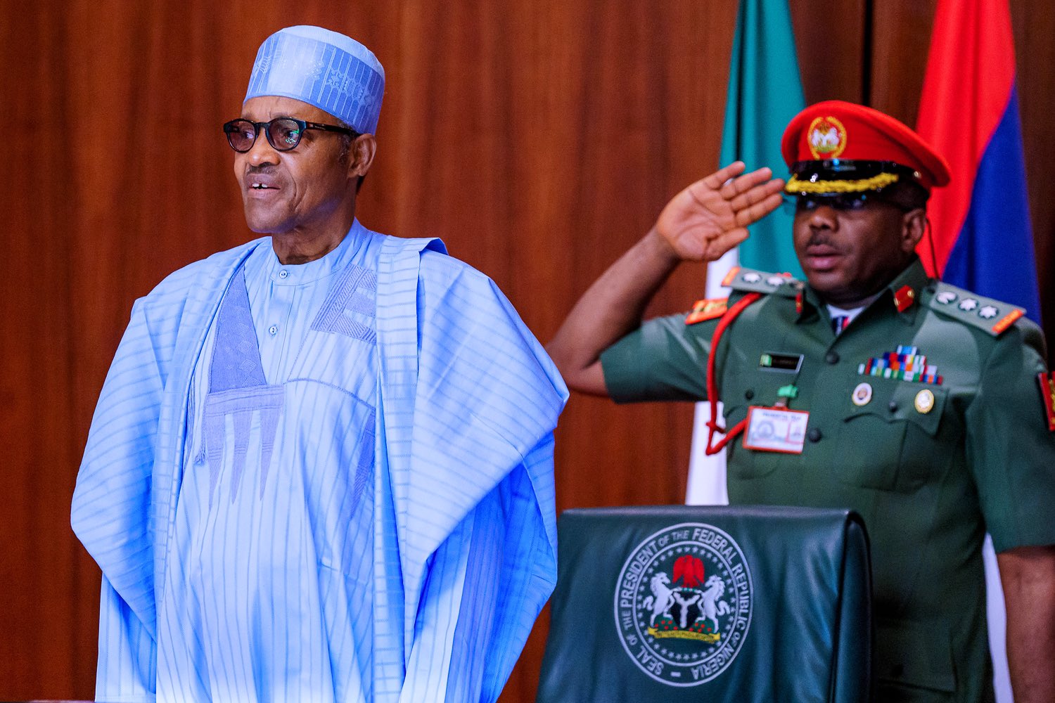 President Muhammadu Buhari announced the lockdown of Lagos, Ogun and Abuja on Sunday, March 29, 2020. [Twitter/@BashirAhmaad]