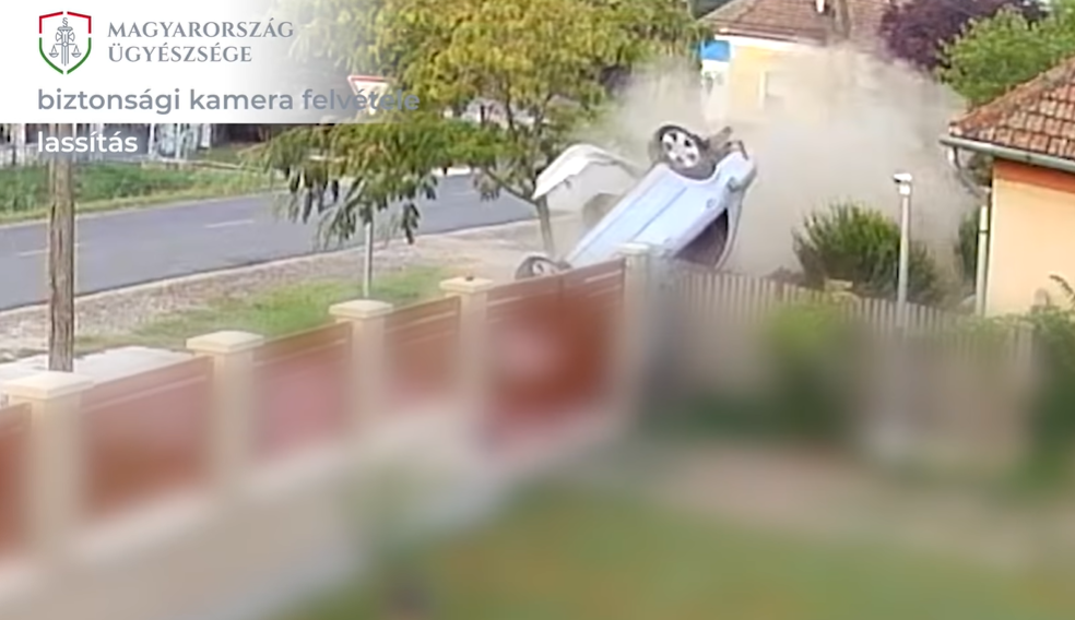 Brutális videó: csak a kerítés tudta megállítani a részeg sofőrt Tápiógyörgyén