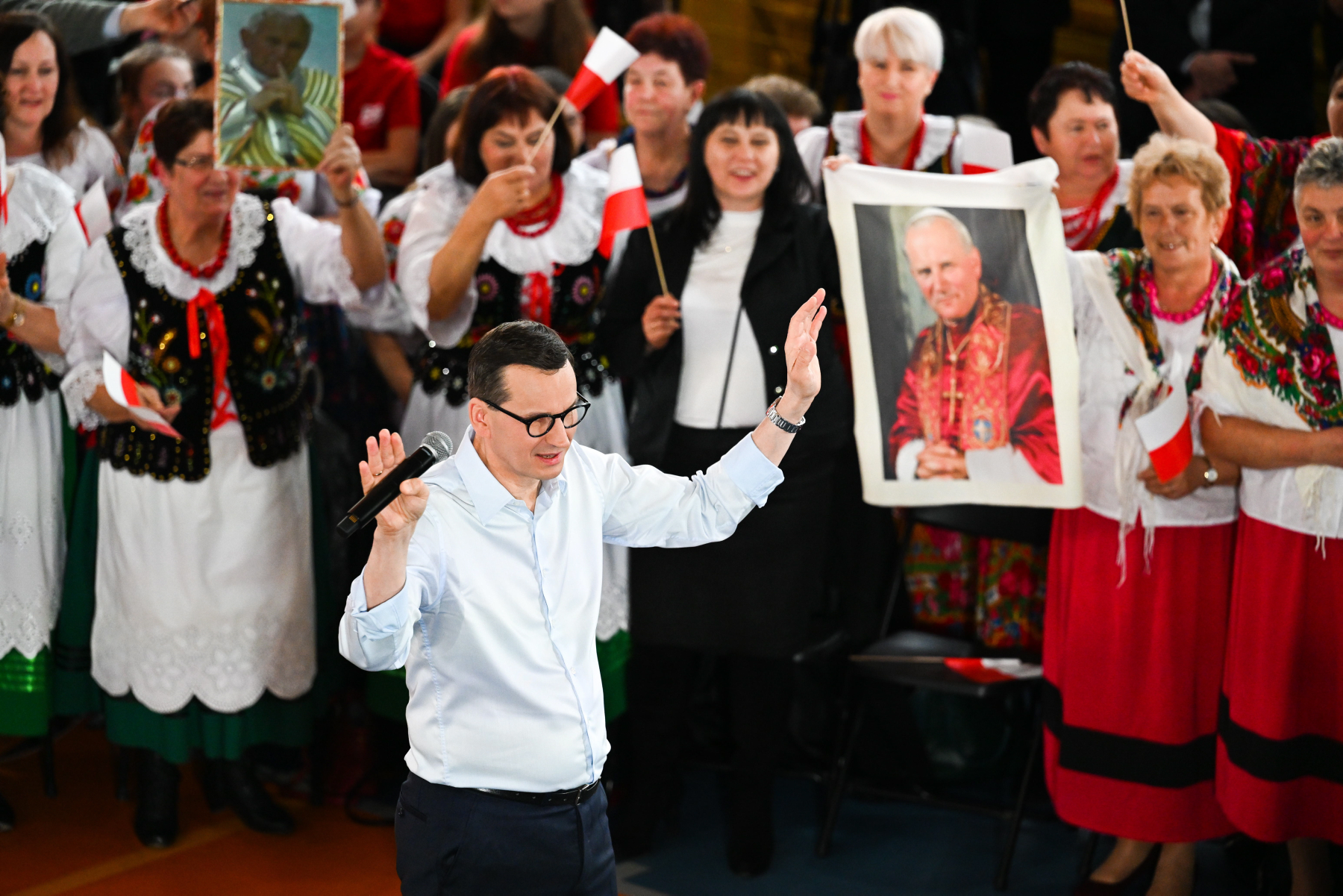 Premier Mateusz Morawiecki na spotkaniu z wyborcami podczas trasy pod hasłem „Przyszłość to Polska”, Jasło, 11 marca 2023 r.