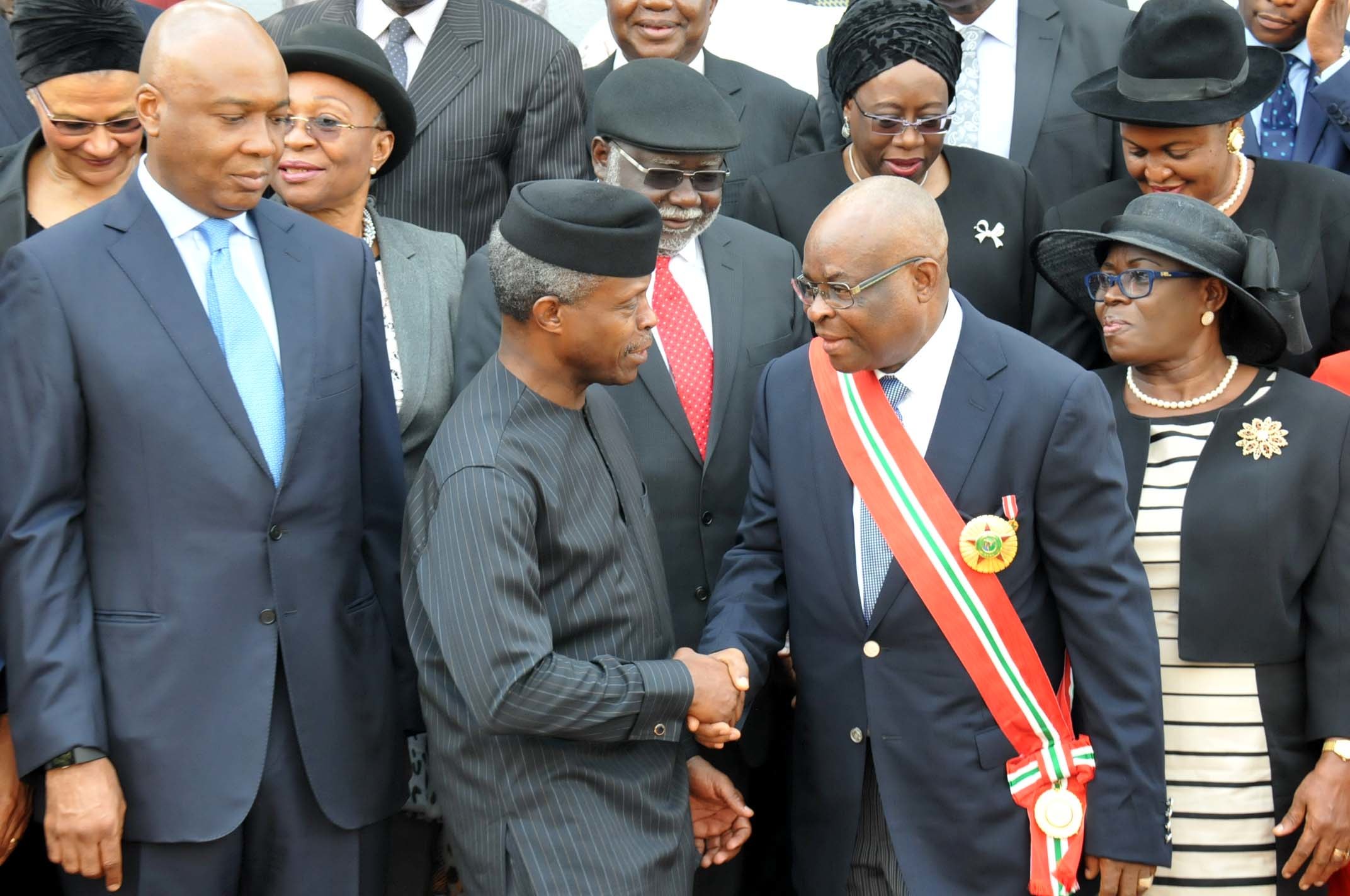 Saraki, Osinbajo and Nigeria's Chief Justice Onnoghen at an event (Presidency)