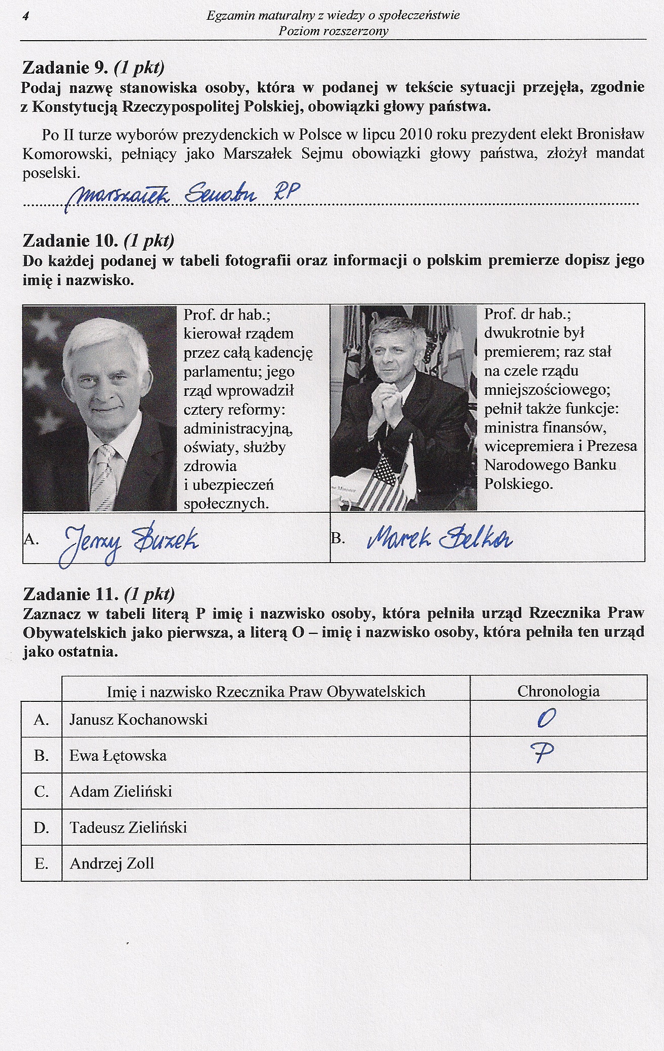 Matura z WOS - odpowiedzi do zadań z poziomu rozszerzonego