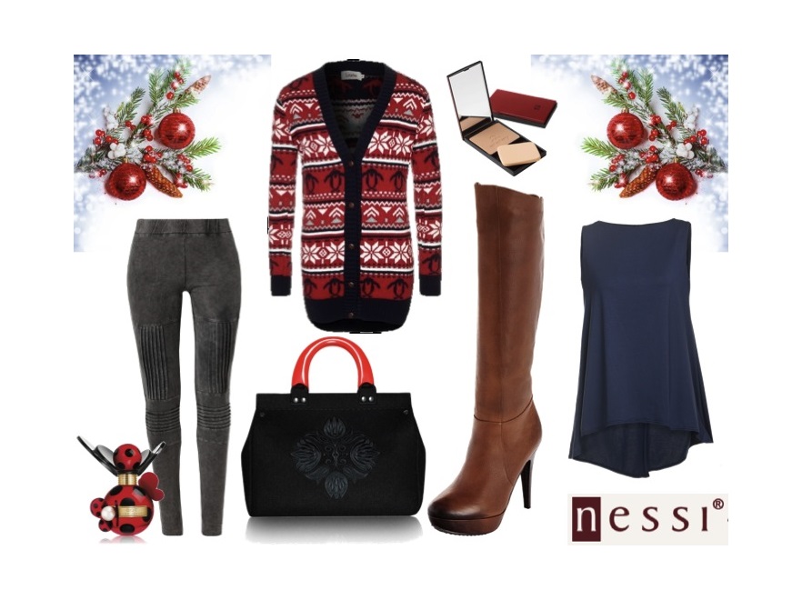 Stylizacja 2: torebka – Goshico, sweter – zalando.pl, legginsy – Vila, bluzka – Fukki, buty Nessi www.nessi.com.pl