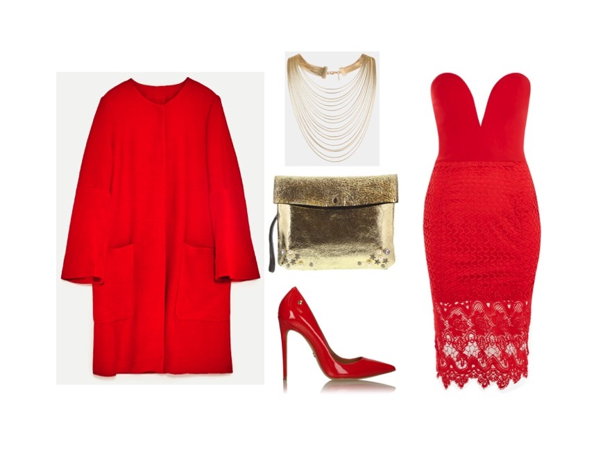 Sukienka: Topshop; płaszcz: Zara; naszyjnik: Topshop; torba: Romwe.com; buty: Kazar.