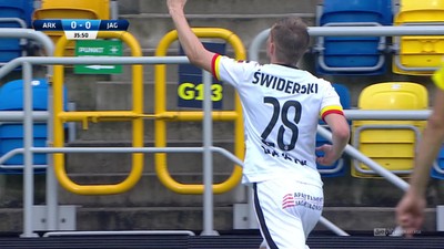 Arka - Jagiellonia (0:1): Druga próba zza pola karnego i tym razem udana! Świderski zalicza bardzo efektowne trafienie