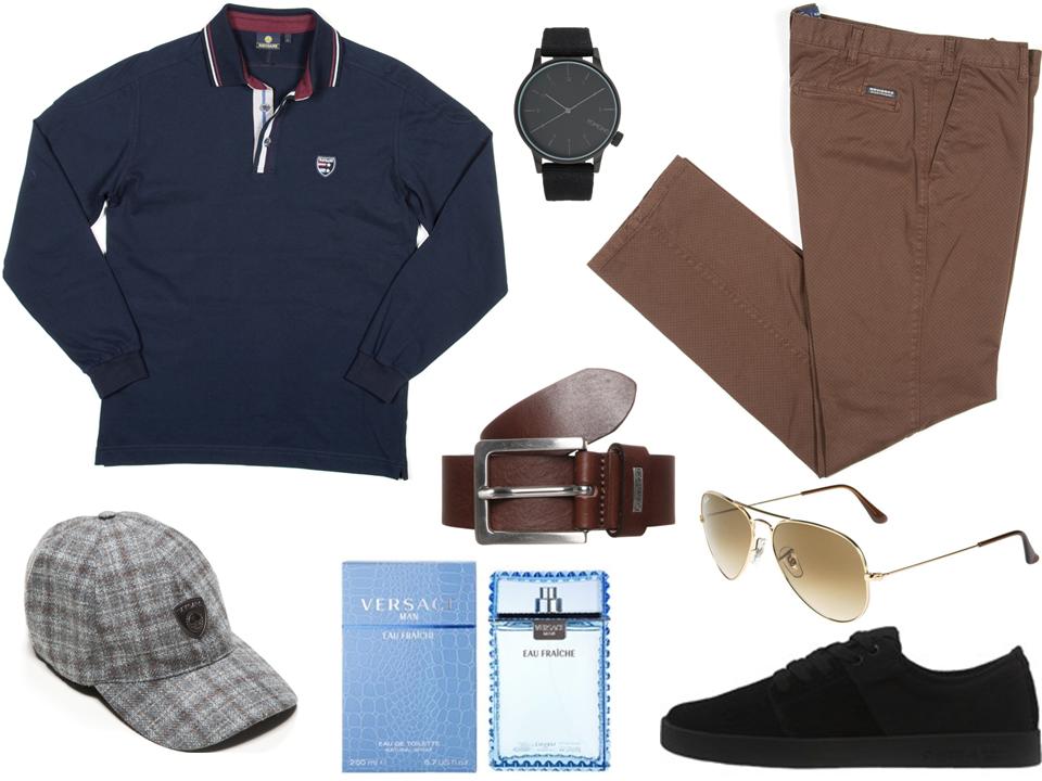 Bluzka- Navigare/kbhandlowa.com, spodnie- Navigare/kbhandlowa.com, zegarek- Tkmaxx/tkmaxx.pl, czapka- Navigare/kbhandlowa.com, pasek- Tkmaxx/tkmaxx.pl, okulary- Tkmaxx/tkmaxx.pl, buty- Tkmaxx/tkmaxx.pl, perfumy- Versace