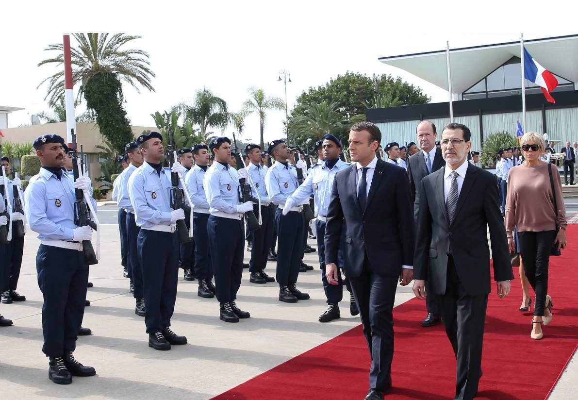 Emmanuel Macron with the Prime Minister of Morocco, Saadeddine Othmani. (moroccoworldnews)