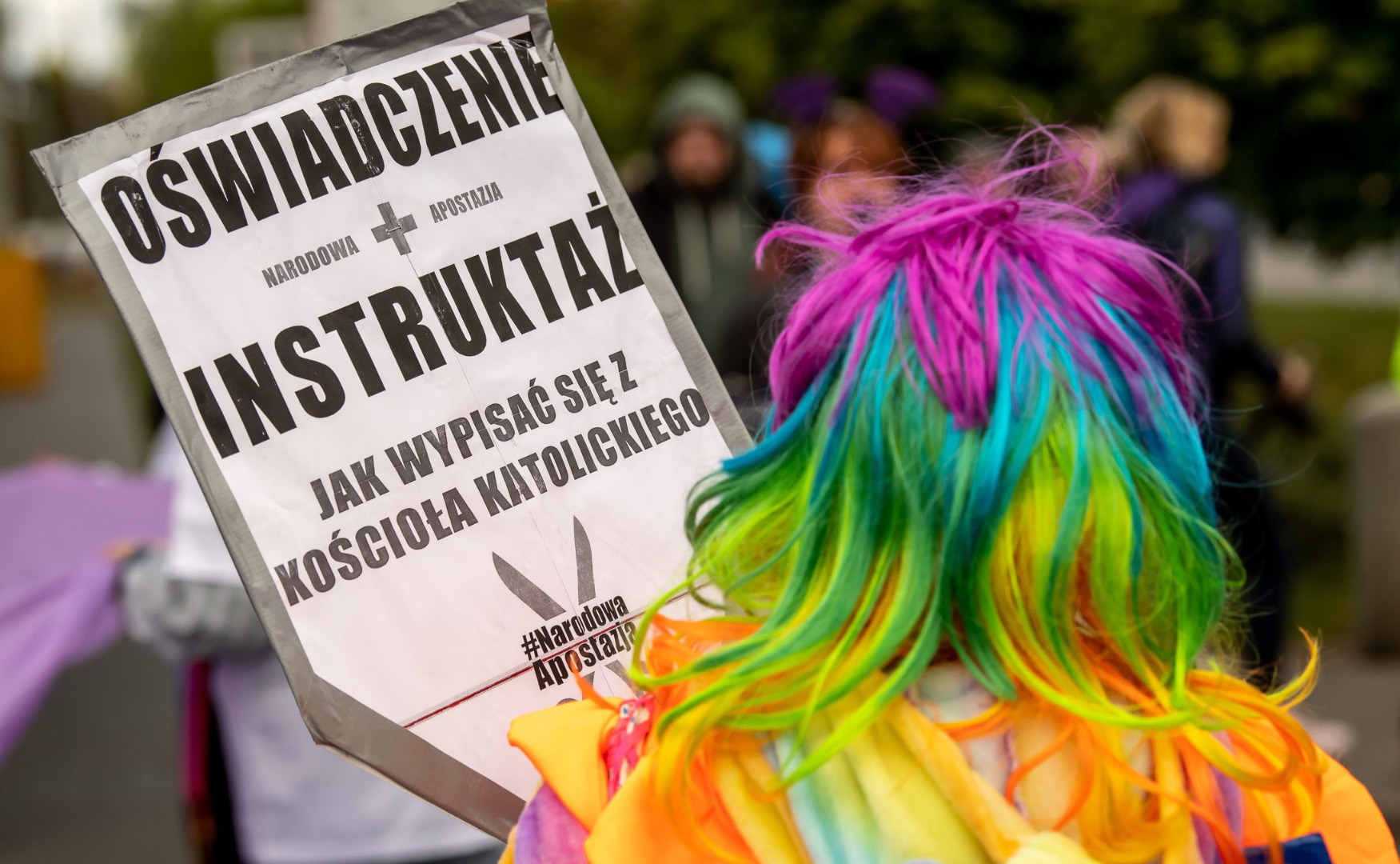 Podczas protestu skandowano również słowo