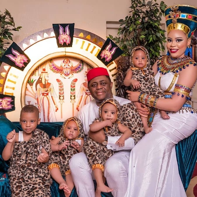 Femi Fani Kayode and his estranged wife Precious Chikwendu with their sons