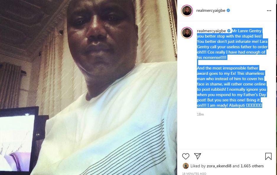 Mercy Aigbe says her estranged husband Lanre Gentry is an irresponsible man. [Instagram/RealMercyAigbe]