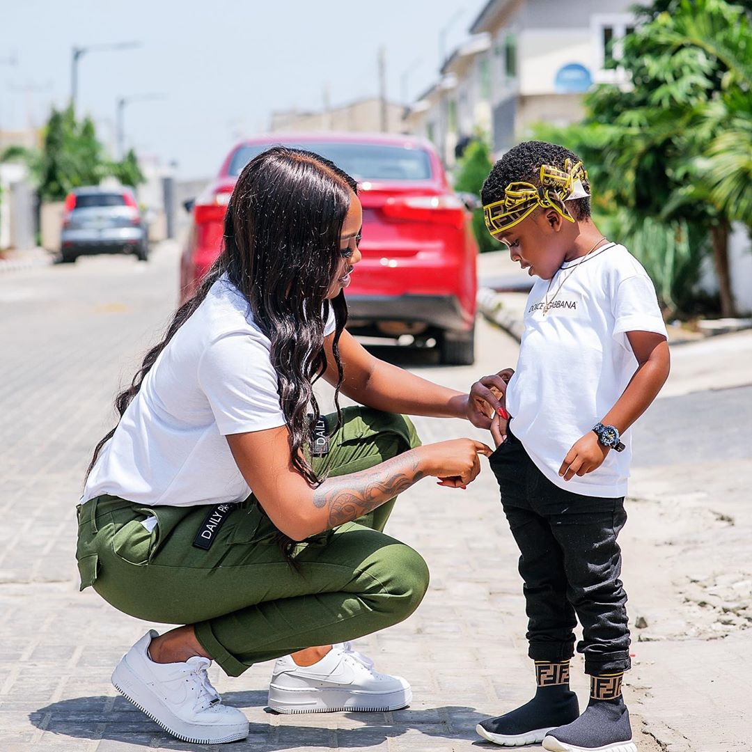 According to the music star, she would go the extra mile to get gifts for her son to compensate him for her absence. [Instagram/TiwaSavage]