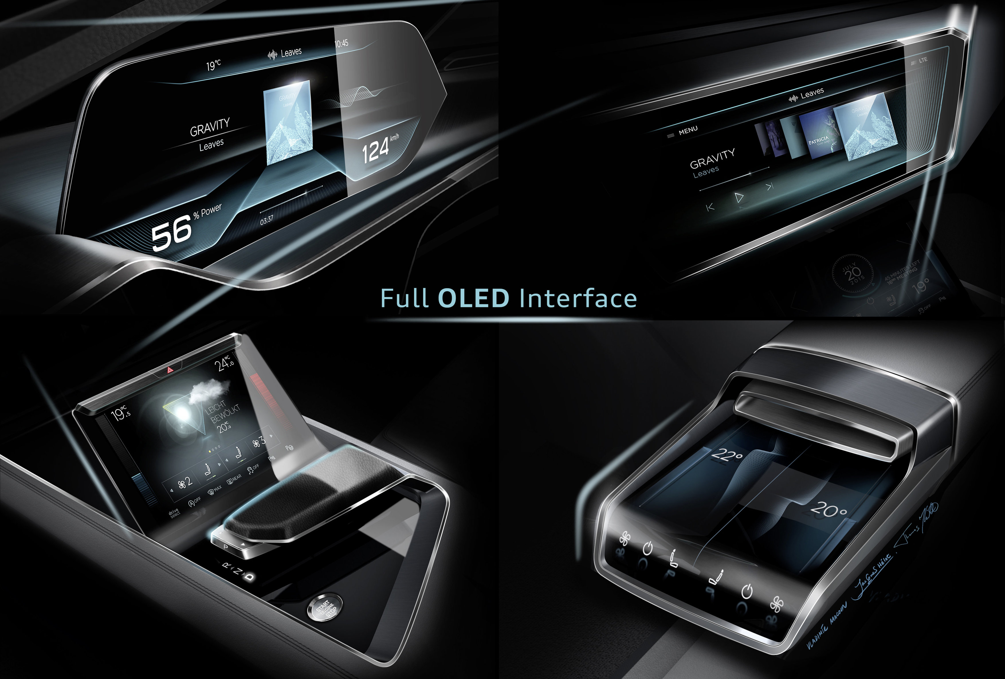 Audi e-tron quattro concept - we wnętrzu zastosowano technikę OLED (skrót OLED pochodzi od angielskich słów