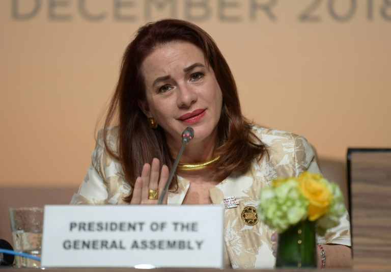 Current UNGA president, Ms Maria Espinosa (AFP)