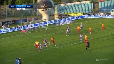 Wisła P. - Korona (3:1): Fatalne interwencja Stefańczyka! Obrońca fauluje Cebulę, karnego wykorzystuje Kapidzić