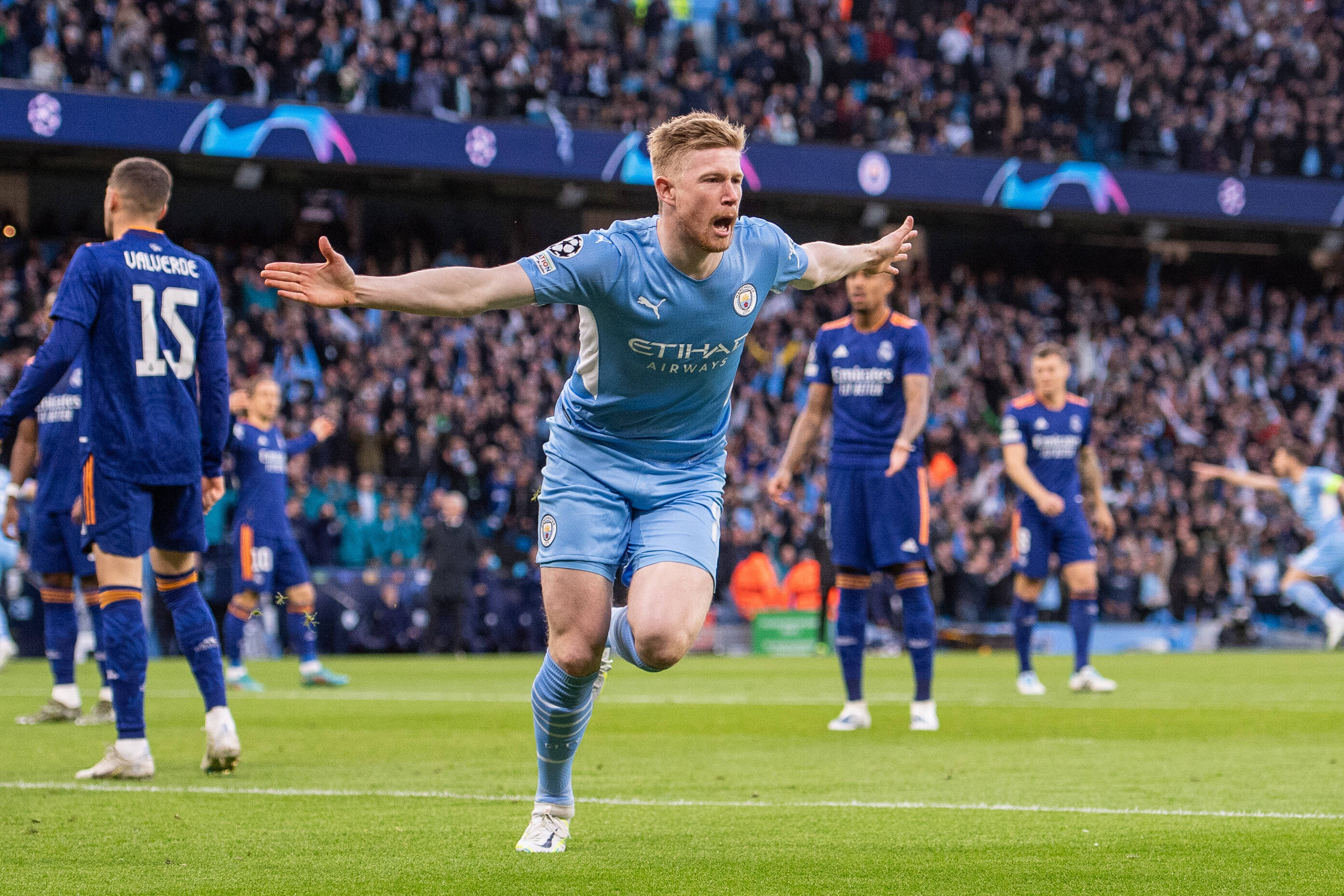 Kevin de Bruyne opened the scoring for City against Real Madrid in their Champions league first-leg clash on Tuesday night