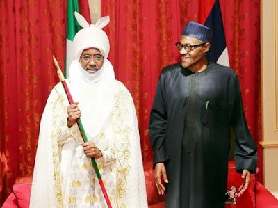 Emir of Kano, Sanusi Lamido Sanusi visits President Muhammadu Buhari in Abuja on August 4, 2015.