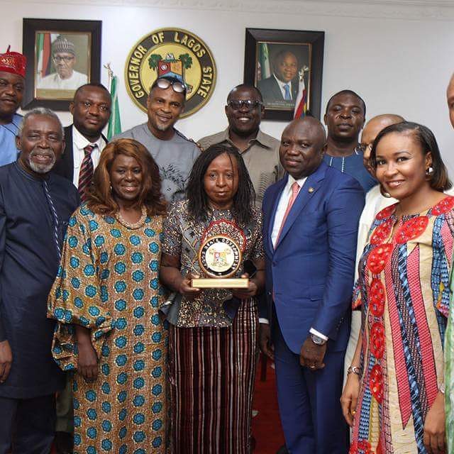 Peace Anyiam-Osigwe visited ex-Governor Akinwunmi Ambode at the state house before the hosting of AMAA 2017. (Instagram/PMO Global)