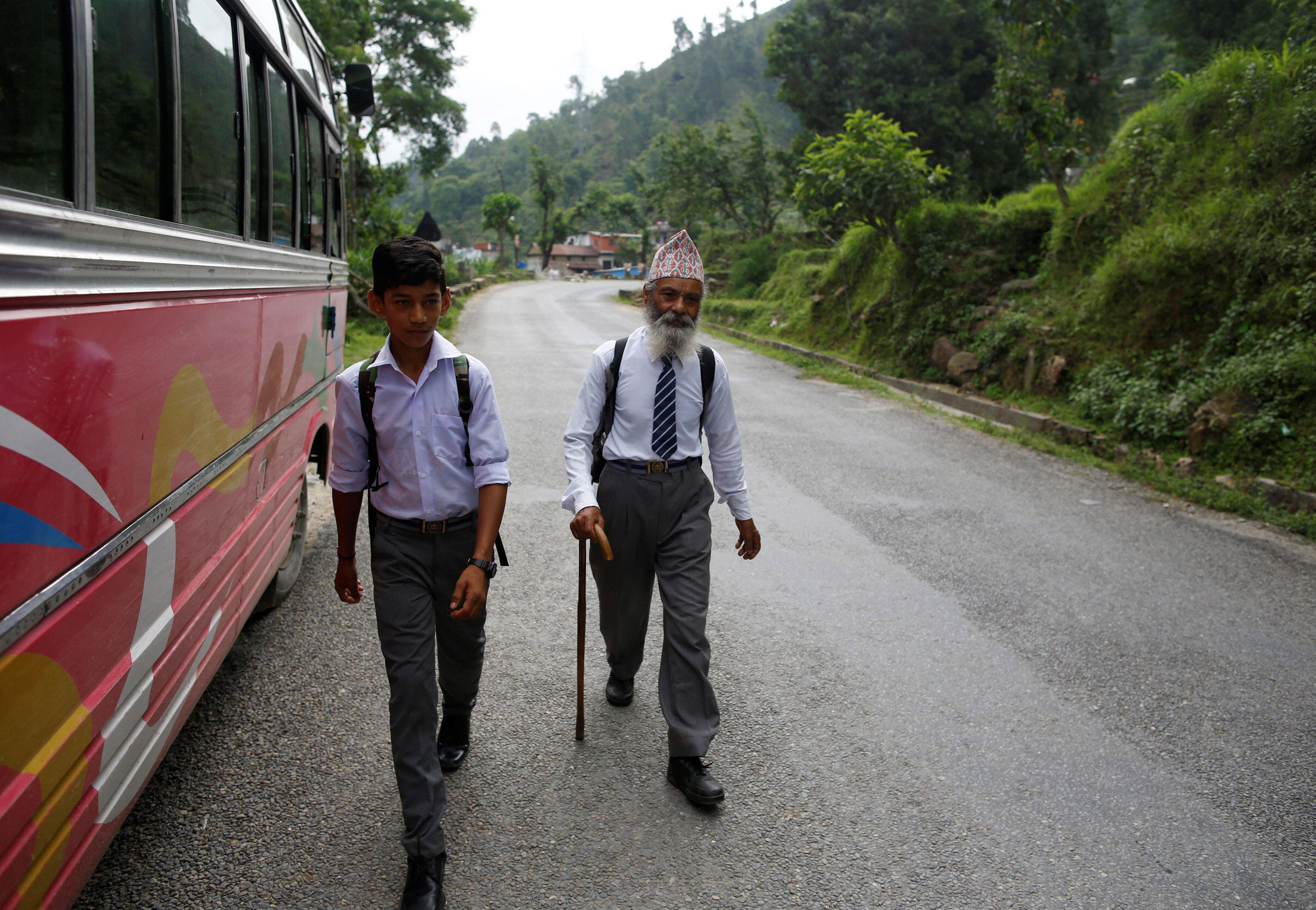 The Wider Image: Nepal's 68-year-old student