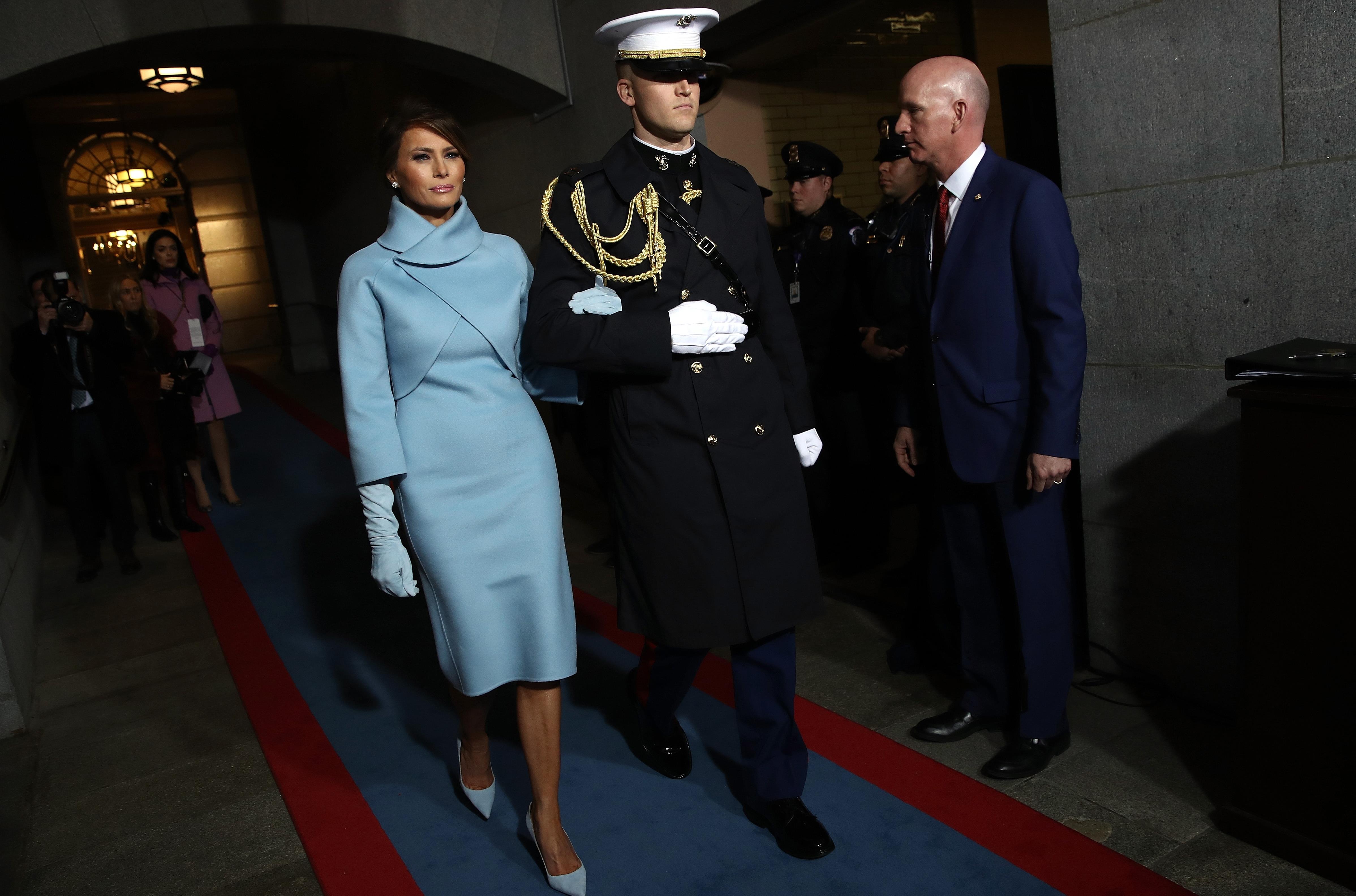 Melania Trump arrives on the West Front of the U.S. Capitol in Washington