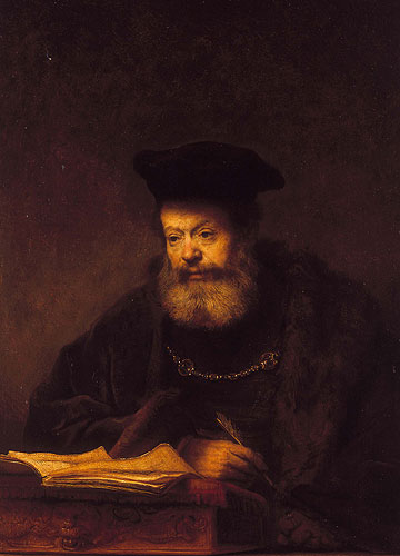 Uczony przy pulpicie (lub Ojciec żydowskiej narzeczonej), Rembrandt