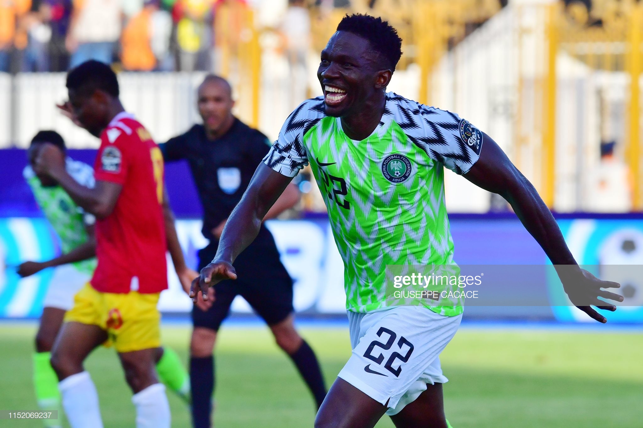 Kenneth Omeruo was Man of the Match after his dominant performance against Guinea  (GIUSEPPE CACACE/AFP/Getty Images)