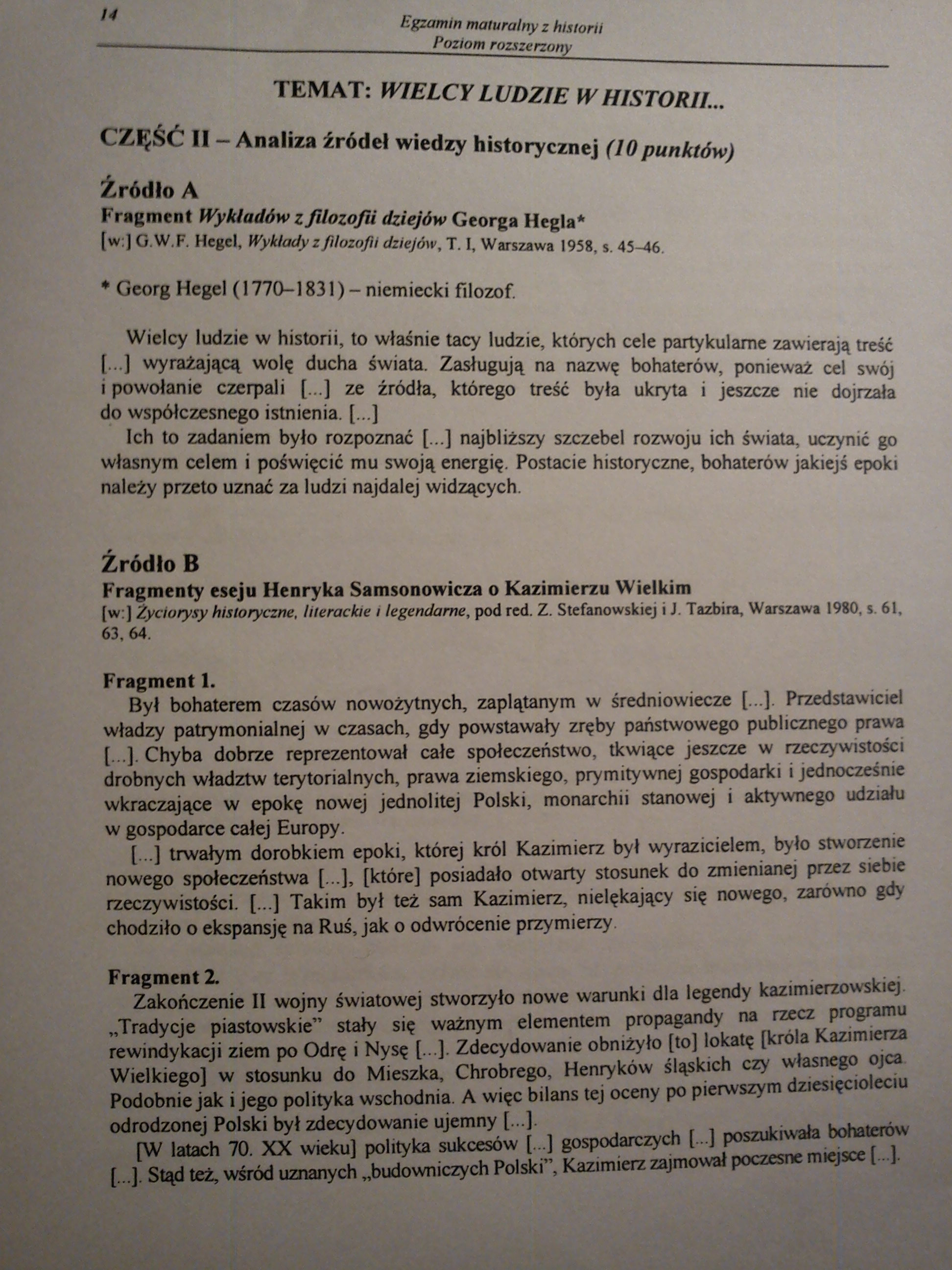 Matura z historii - odpowiedzi do zadań z poziomu rozszerzonego