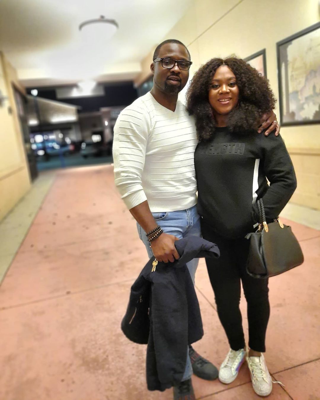 Stella Damasus pictured here with her husband Daniel Ademinokan says she has been spending time with her family during this lockdown (Instagram/Daniel Ademinokan)