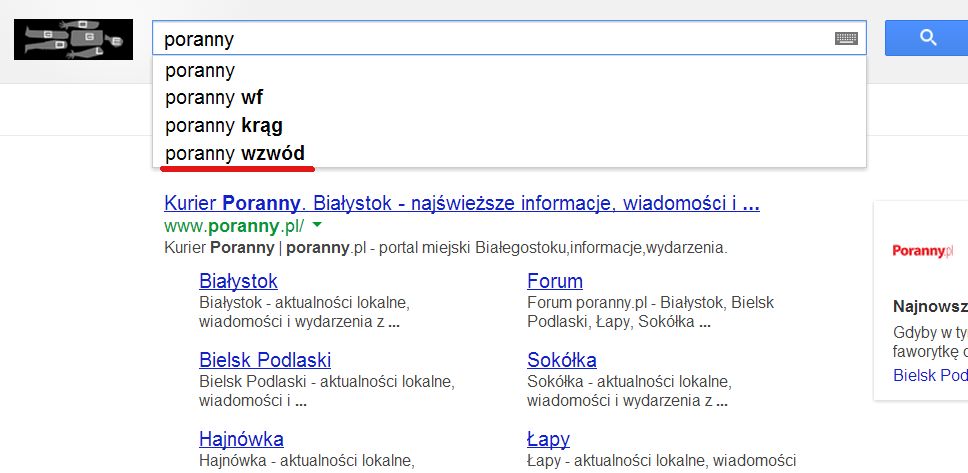 Podpowiedzi Google