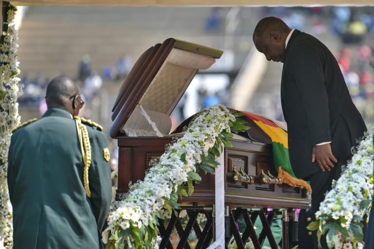 South Africa's President Cyril Ramaphosa paying his last respects.