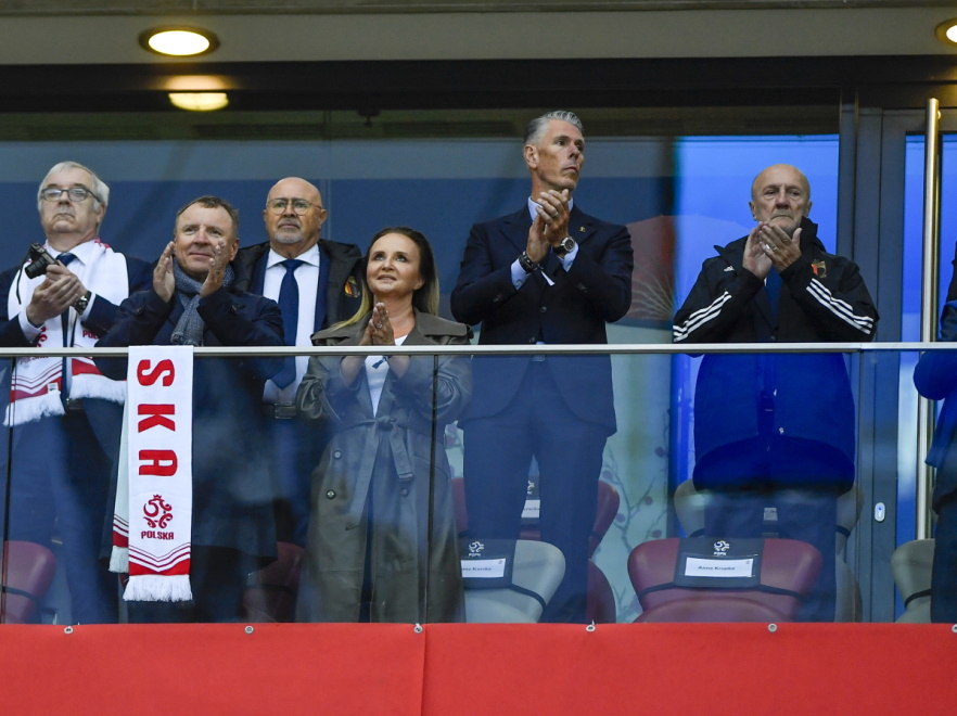 Joanna i Jacek Kurscy na meczu Polska - Belgia.