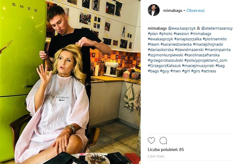 Ewa Kasprzyk w trakcie przygotowań do sesji