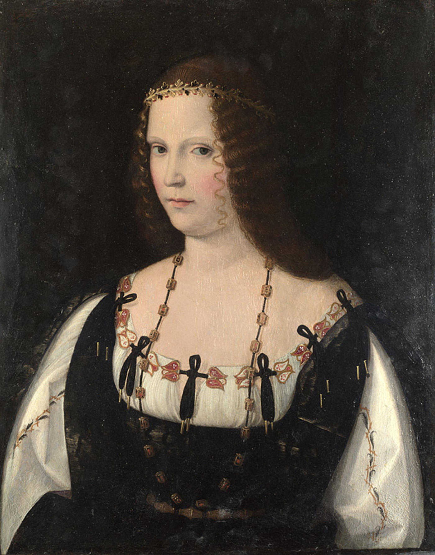 „Portret damy” pędzla Bartolomeo Veneziano. Hipotetyczny portret księżnej Lukrecji, XVI w.