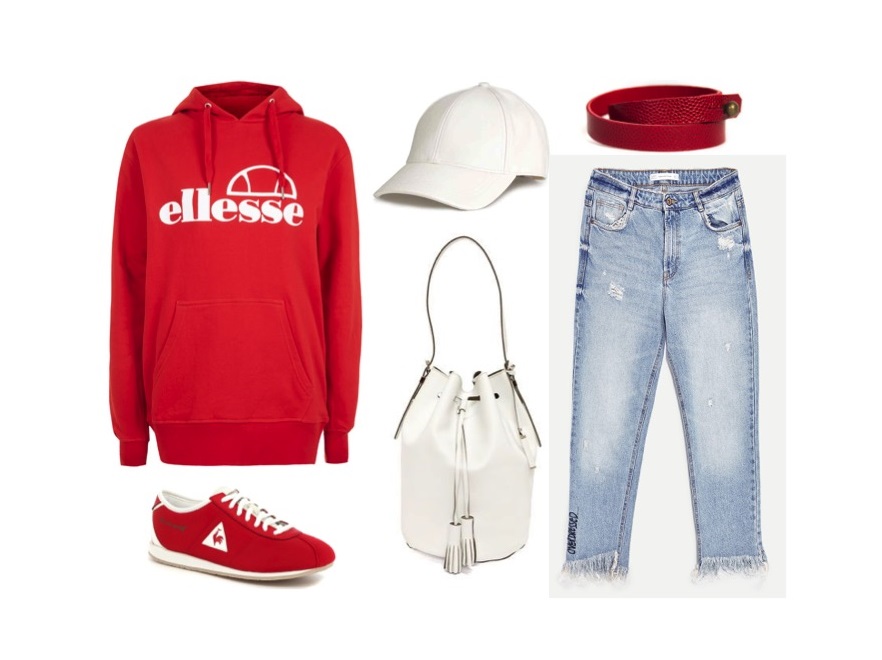 Bluza: Ellesse; spodnie, torba: Zara; czapeczka: H&M; bransoletka: Pakamera; buty: Le Coq Sportif.