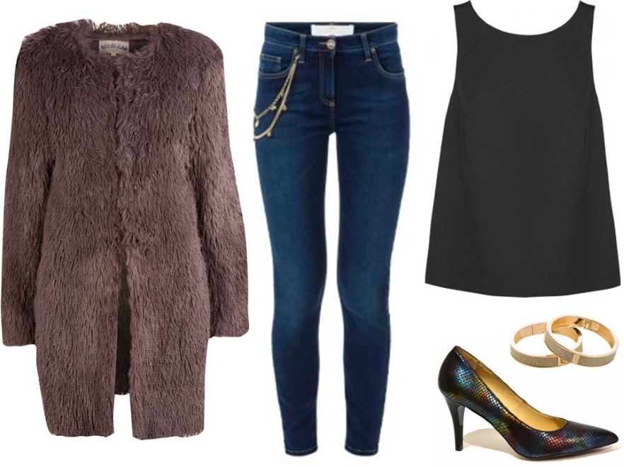 Buty - Follow Me/followmebutik.pl, spodnie - CATWALK/e-catwalk.pl, bluzka - CATWALK/e-catwalk.pl, futro - Rabarbar/rabarbar.com.pl, pierścionki - Tkmaxx/tkmaxx.pl
