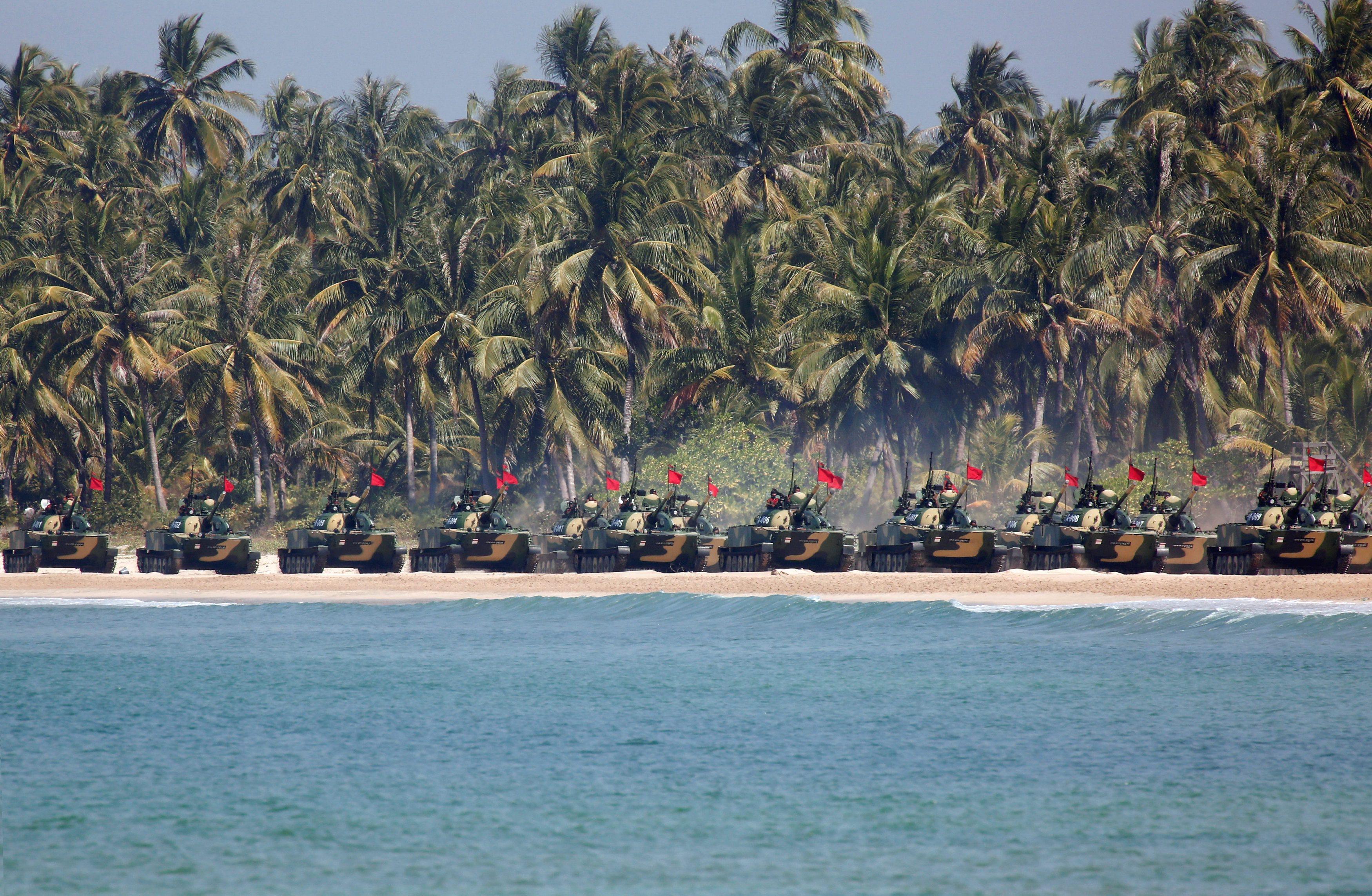 Myanmar military troops take part in a military exercise at Ayeyarwaddy delta region in Myanmar