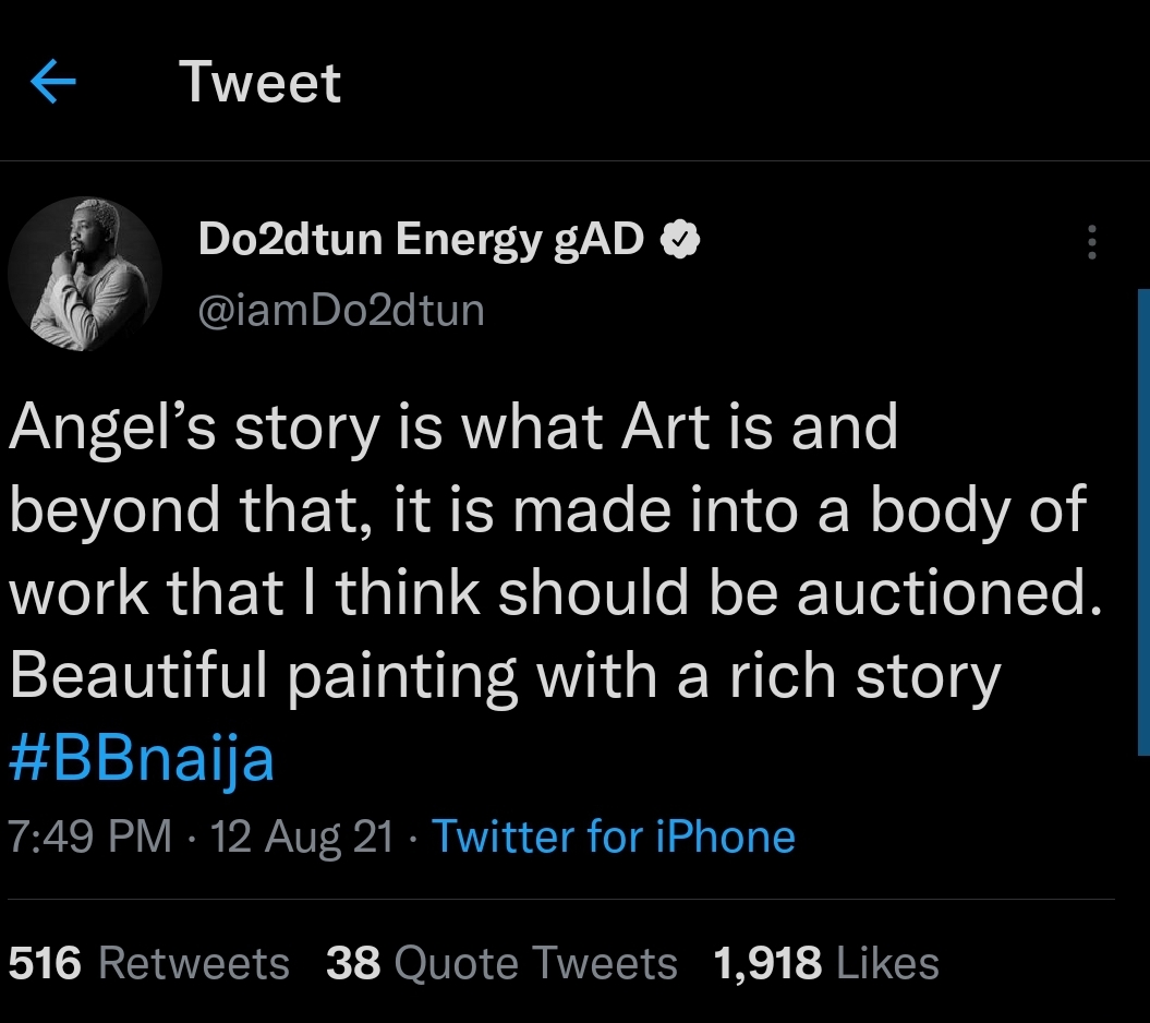 BBNaija Angel's Twitter reactions [Twitter]