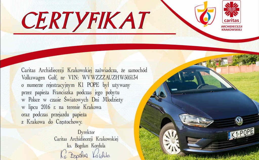 Certyfikat poświadczający, że