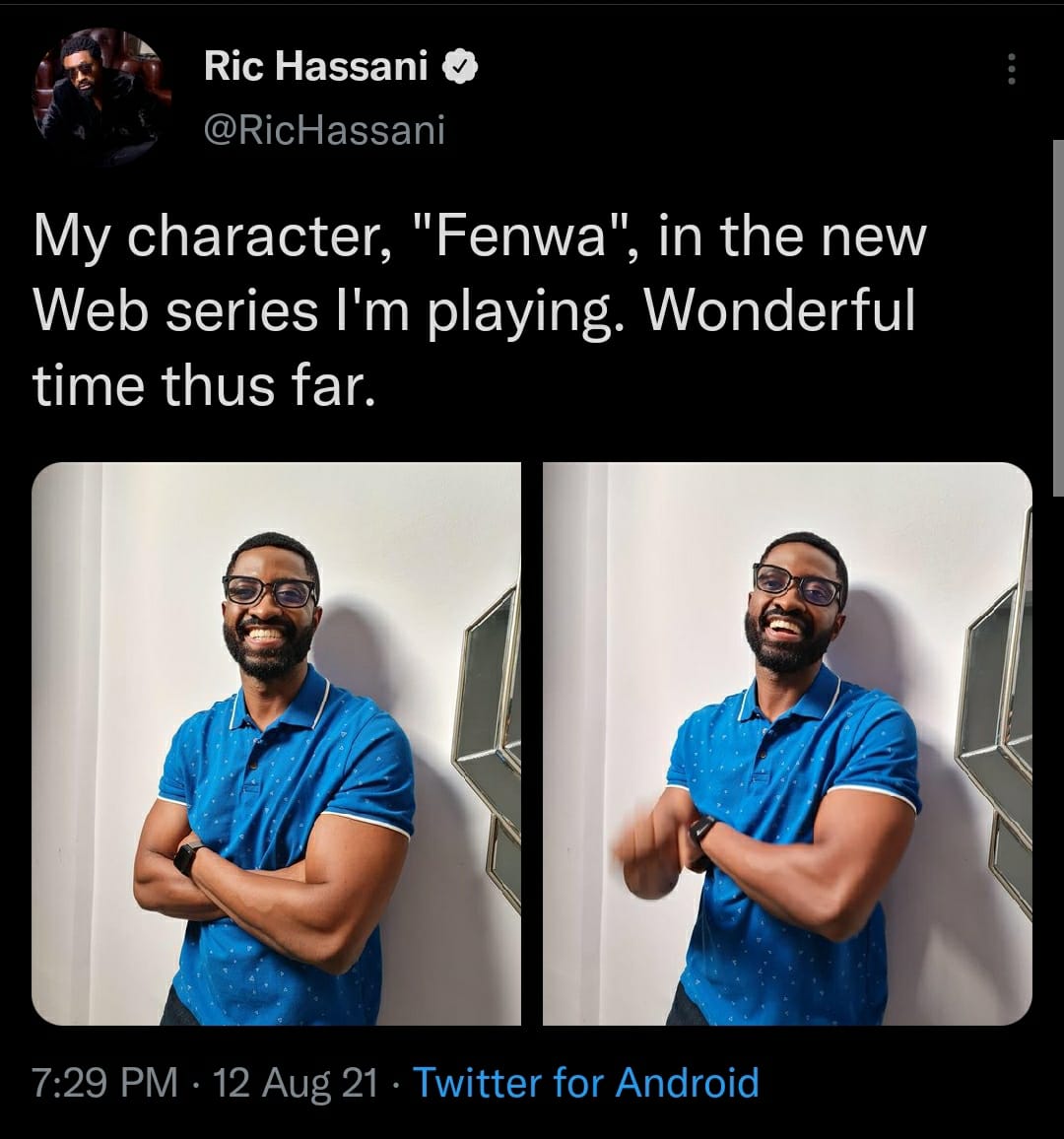 Ric Hassani has confirmed his debut role in a web series [Twitter]