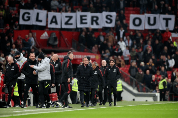Manchester United fans protested against the Glazer family at Old Trafford Credit: REUTERS