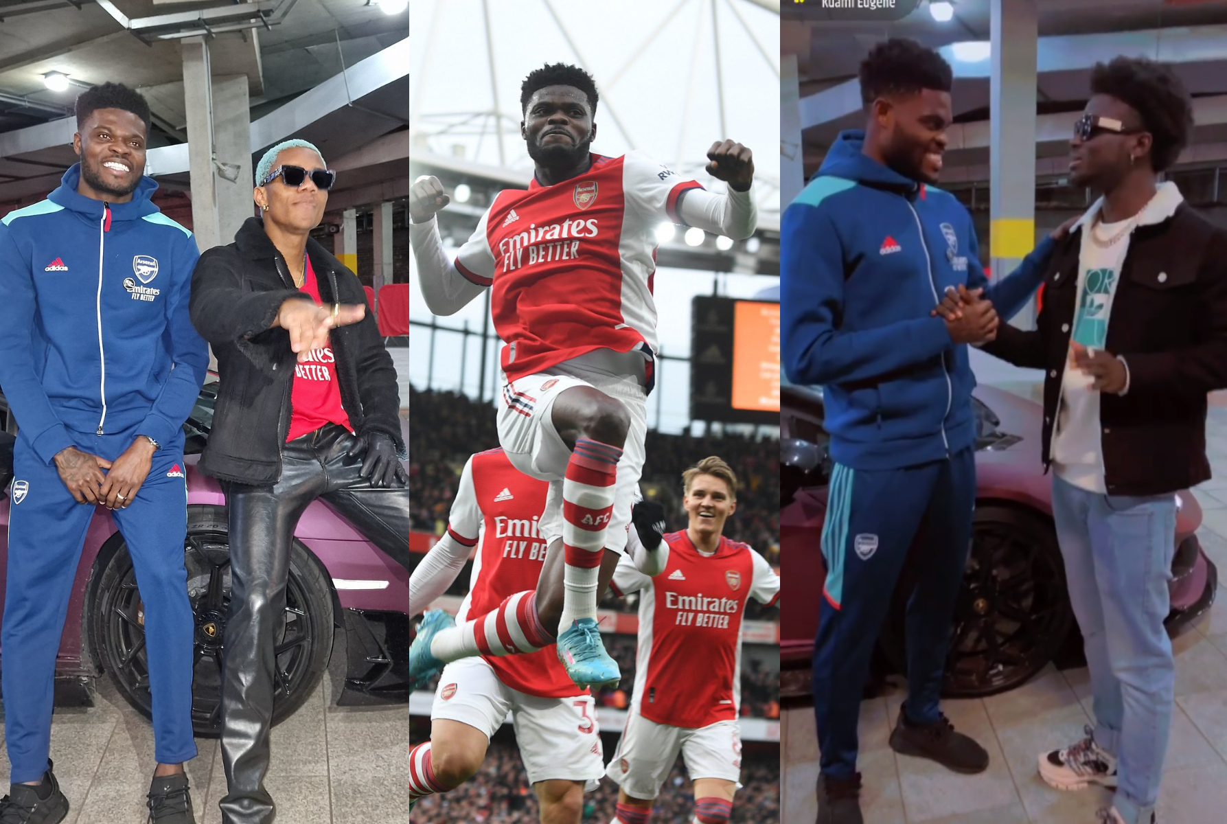KiDI, Kuami Eugene watch Partey at the Emirates as midfielder scores against Leicester